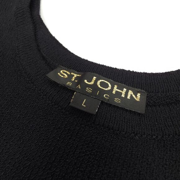 NWT St John Santana Knit Wool Basic Sweater Tank Top Black Minimal Quiet Luxury - Picture 6 of 7